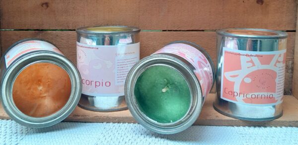Velas de soja aromáticas en lata :"Signos"